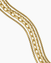 Four Row Mixed Chain Bib Necklace in 18K Yellow Gold